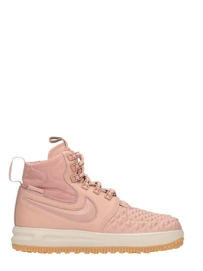 Nike Lunar Force 1 Duckboot Pink Leather Trainers In Rose-pink