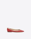 Valentino Rockstud Pointed Toe Ballerina Flat In Poudre