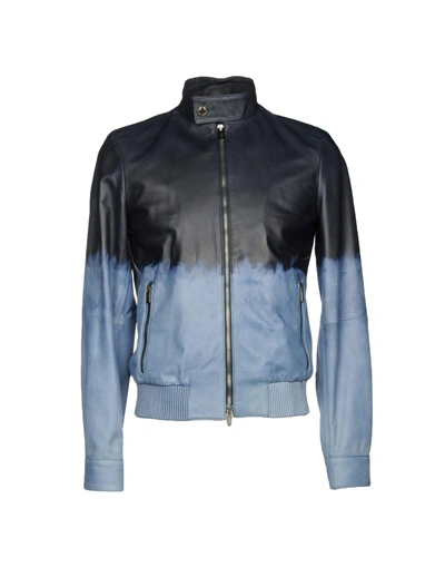 Tod's Slim-fit Dégradé Waxed-leather Bomber Jacket In Navy