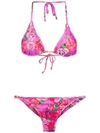 Amir Slama Rose Print Triangle Bikini Set