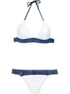 Amir Slama Denim Panels Bikini Set In White