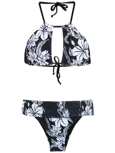 Amir Slama Floral Print Bikini Set In Preto
