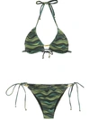 Amir Slama Wave Print Bikini Set In Green