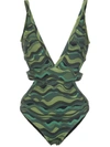 AMIR SLAMA WAVE PRINT SWIMSUIT,1023012400536