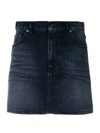 SAINT LAURENT faded denim mini skirt,500405 YB805