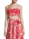 LISA MARIE FERNANDEZ Selena Tomato Floral Print Linen Top