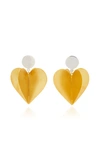 SILHOUETTE SILVER AND RHODIUM-PLATED ENAMEL DOUBLE HEART EARRINGS,SS1837