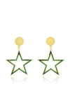 SILHOUETTE ONE STAR SILVER-TONE ENAMEL EARRINGS,SS1832