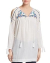 AQUA EMBROIDERED COLD-SHOULDER TUNIC - 100% EXCLUSIVE,620299BL