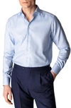 Eton Contemporary Fit Solid Dress Shirt With Floral Cuffs In Blue