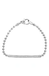 Lagos Sterling Silver Caviar Spark Diamond Bar Chain Bracelet In Silver/ Diamond