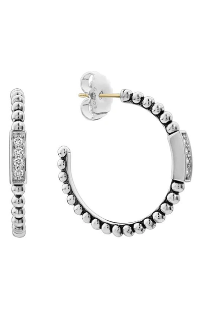 LAGOS CAVIAR SPARK DIAMOND HOOP EARRINGS,01-81651-DD