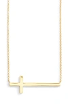Argento Vivo Modern Sideways Cross Pendant Necklace In Gold