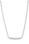 Lagos Sterling Silver Caviar Spark Diamond Bar & Ball Chain Necklace, 16 In Silver/ Diamond