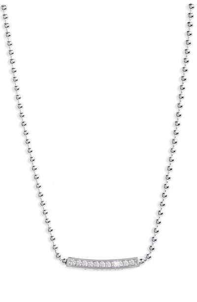 Lagos Sterling Silver Caviar Spark Diamond Bar & Ball Chain Necklace, 16 In Silver/diamond