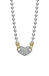 Lagos 18k Gold & Sterling Silver Beloved Pave Diamond Heart Pendant Necklace, 16 In Silver/ Diamond