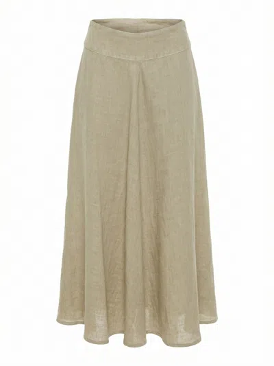 120%lino Long Skirt In Brown