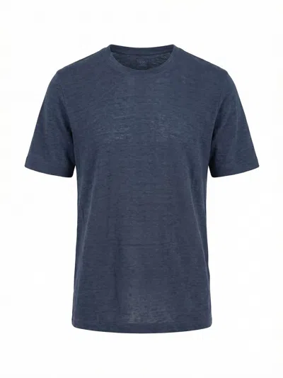 120%lino Short-sleeved T-shirt In Blue