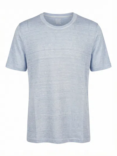 120%lino Short-sleeved T-shirt In Blue