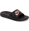 Nike Benassi Jdi Slide Sandal In Black/ Rose Gold