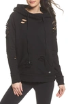 Alo Yoga Ripped Hoodie In Black/ Distressed Holes