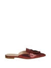 Alberta Ferretti Mia Metallic-leather Backless Loafers In Red