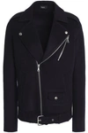 THEORY WOMAN WOOL AND CASHMERE-BLEND BIKER JACKET MIDNIGHT BLUE,AU 1071994536489052