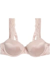 STELLA MCCARTNEY WOMAN CLARA WHISPERING LACE-TRIMMED SATIN PUSH-UP BRA PASTEL PINK,US 18937566062357395