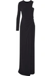 ALEXANDER WANG WOMAN ONE-SHOULDER GATHERED CREPE DE CHINE GOWN BLACK,US 4772211931477222