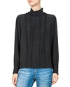 THE KOOPLES PLEATED RUFFLED SILK TOP,FTOP1605