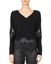 THE KOOPLES LACE-PEPLUM V-NECK SWEATER,FPUL1609S