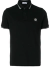 Stone Island Short-sleeved Logo Patch Polo Shirt In Black