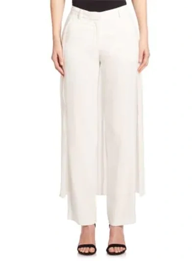 Adam Lippes Pleated Tuxedo Trousers In Ivory