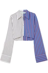 OFF-WHITE CROPPED STRIPED COTTON-TWILL SHIRT