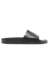 Balmain Calypso Logo-embossed Leather Slides In Black