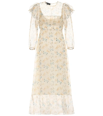 Rochas Floral-printed Silk Dress In Beige