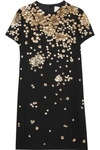 VALENTINO SEQUIN-EMBELLISHED WOOL AND SILK-BLEND MINI DRESS