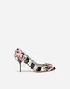 Dolce & Gabbana Crystal-embellished Printed Patent-leather Pumps In Pink