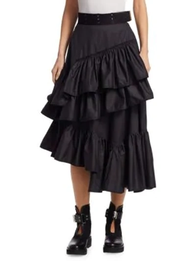 3.1 Phillip Lim / フィリップ リム Multi Layered Flamenco Midi Skirt In Black