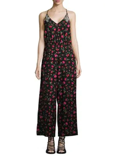 Dodo Bar Or Violetta Floral-print Jumpsuit In Black Cherry