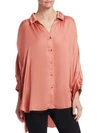 HALSTON HERITAGE Ruched Button Up Blouse
