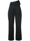 CARVEN CARVEN RUFFLE FRONT CROPPED TROUSERS - BLACK,3119P700312487381