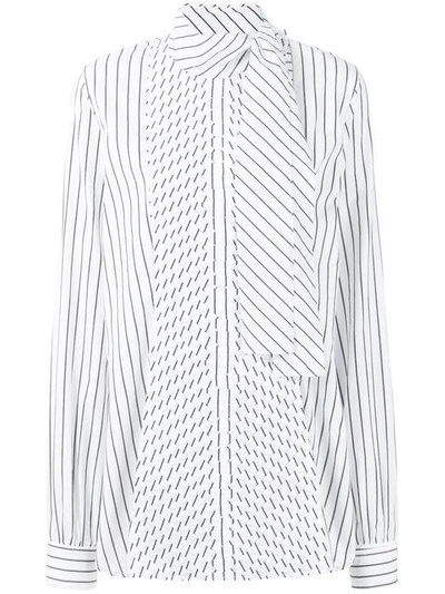 Jw Anderson Striped Asymmetric Pleat Placket Shirt In White