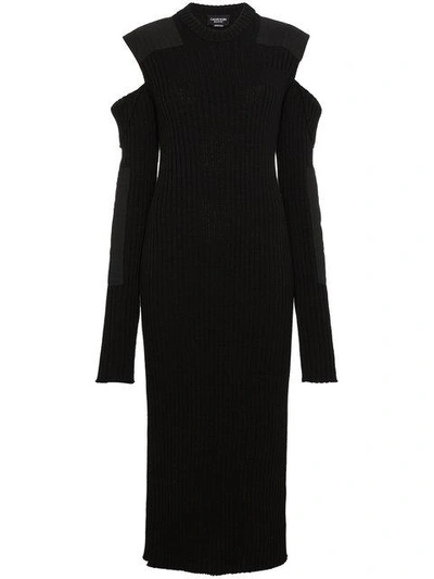 Calvin Klein 205w39nyc 挖剪罗纹纯棉中长连衣裙 In Black