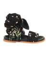 MARQUES' ALMEIDA MARQUES'ALMEIDA FLORAL EMBROIDERED FLAT WRAP SANDALS,10386246