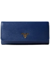 Prada Saffiano Continental Wallet In Bluette