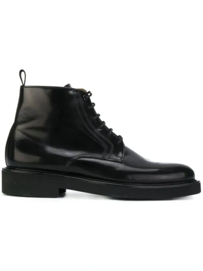 Ami Alexandre Mattiussi Polished Lace-up Leather Boots In Black