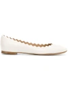 Chloé Lauren Scallop-edge Leather Flats In Neutrals