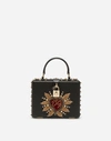 Dolce & Gabbana Dolce Box Bag In Dauphine Calfskin With Patch Heart In Black