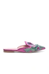 ALBERTA FERRETTI Flower Embroidered Velvet Mules,ALBF-WZ15